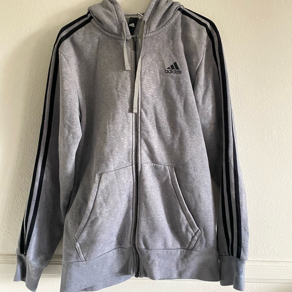 Adidas Grey/Black Zip Up Jacket M